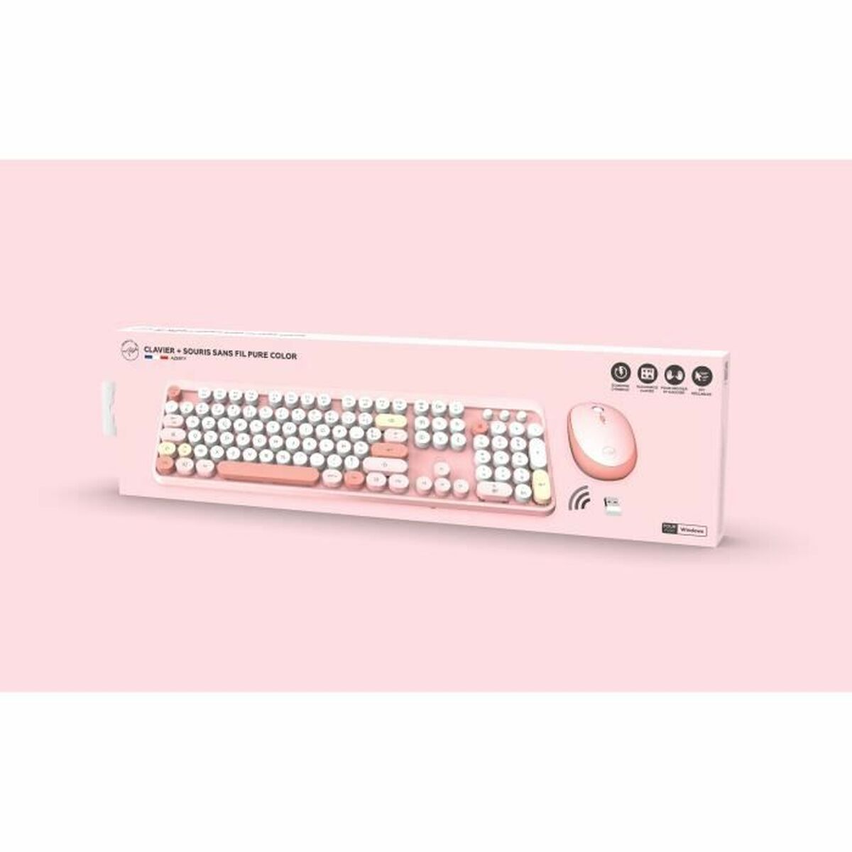 Tangentbord och Mus Mobility Lab Pure Color Rose Azerty Franska - 3