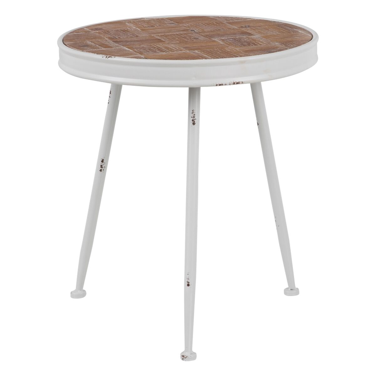 Sidobord 50 x 50 x 56 cm Naturell Metall Vit - 8