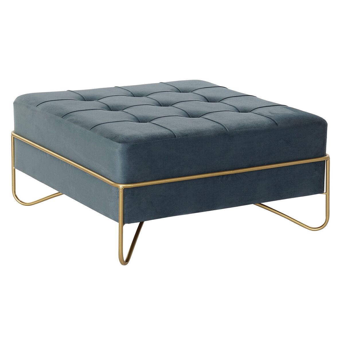 Sittpall DKD Home Decor   Skum Blå Gyllene Metall Polyester Sammet Trä MDF (80 x 80 x 42 cm) - 3