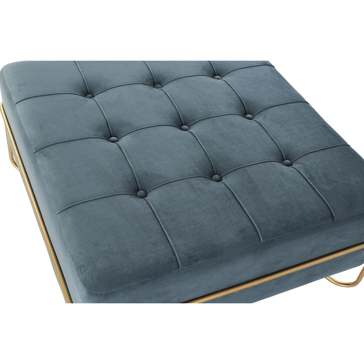 Sittpall DKD Home Decor   Skum Blå Gyllene Metall Polyester Sammet Trä MDF (80 x 80 x 42 cm) - 6
