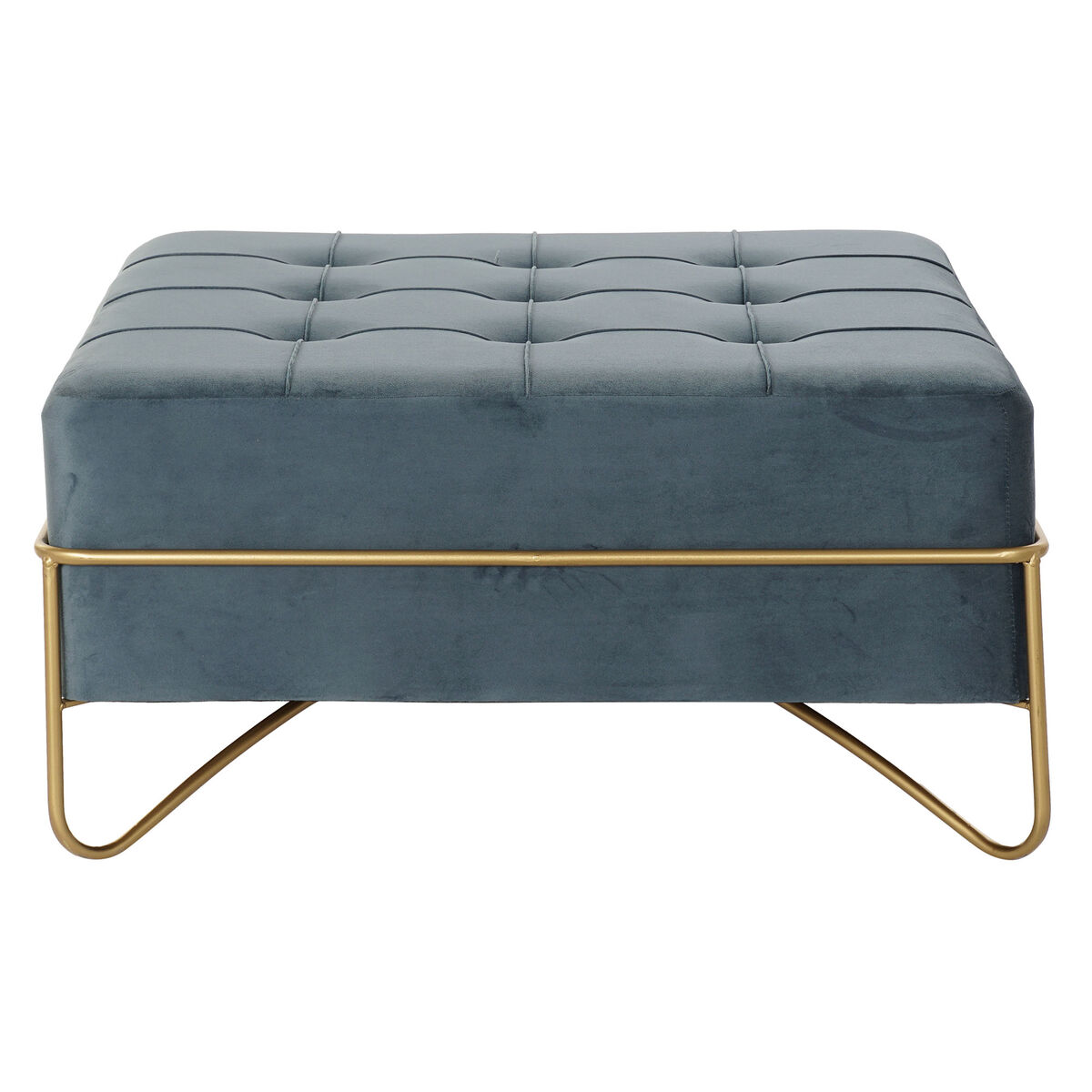 Sittpall DKD Home Decor   Skum Blå Gyllene Metall Polyester Sammet Trä MDF (80 x 80 x 42 cm) - 4