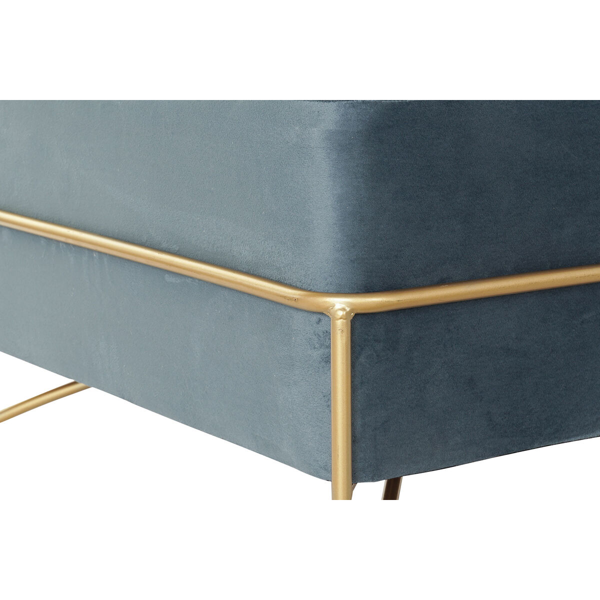 Sittpall DKD Home Decor   Skum Blå Gyllene Metall Polyester Sammet Trä MDF (80 x 80 x 42 cm) - 7