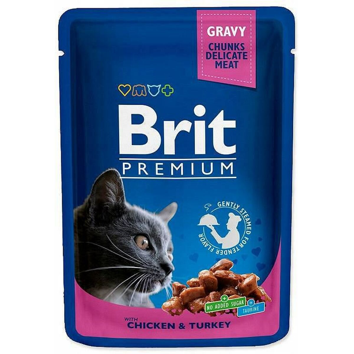 Kattmat Brit Pouches Family Plate Kyckling Kalkon Kalvkött Torsk 12 x 100 g - 3
