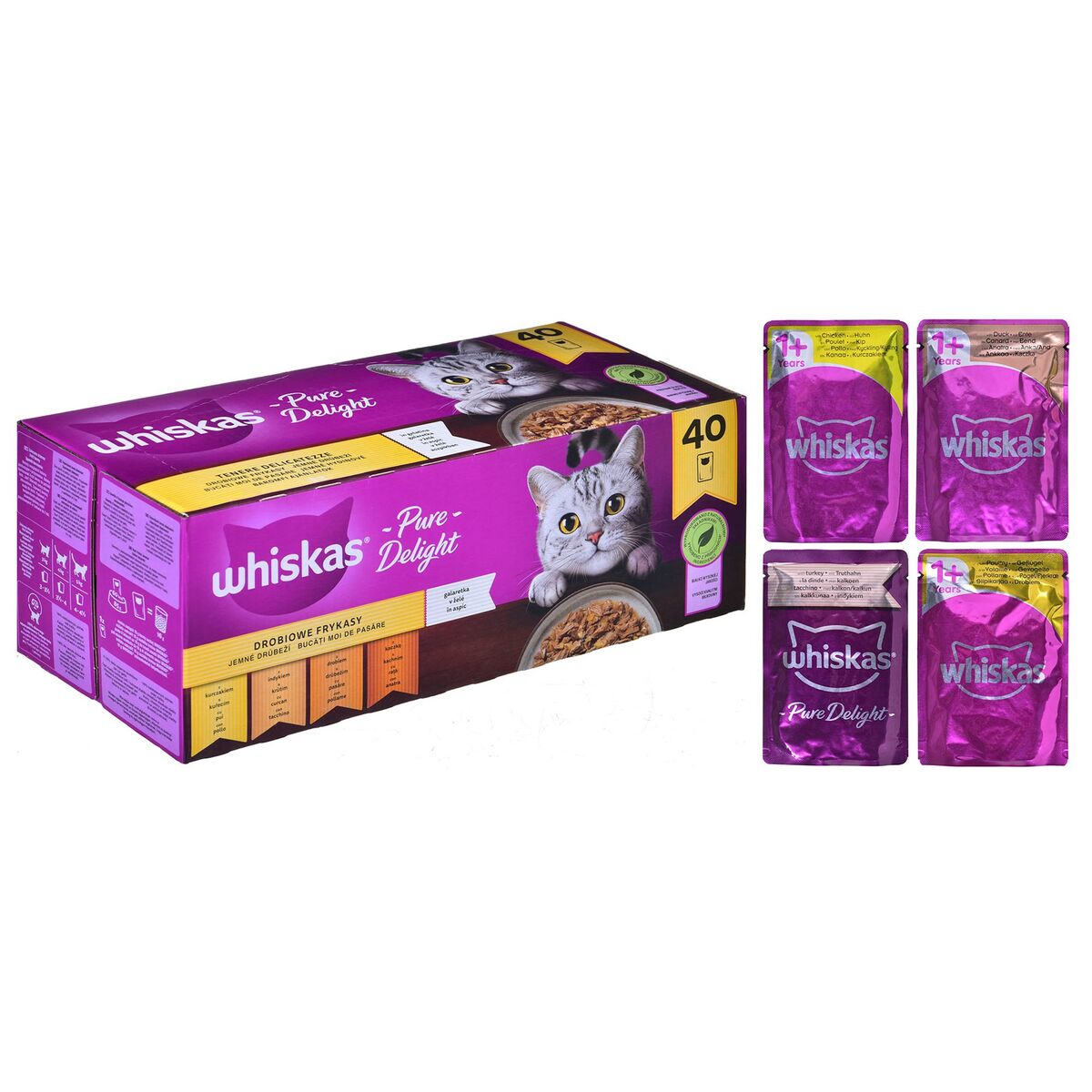 Kattmat Whiskas Pure Delight Kyckling Kalkon Anka Fåglar 40 x 85 g - 9