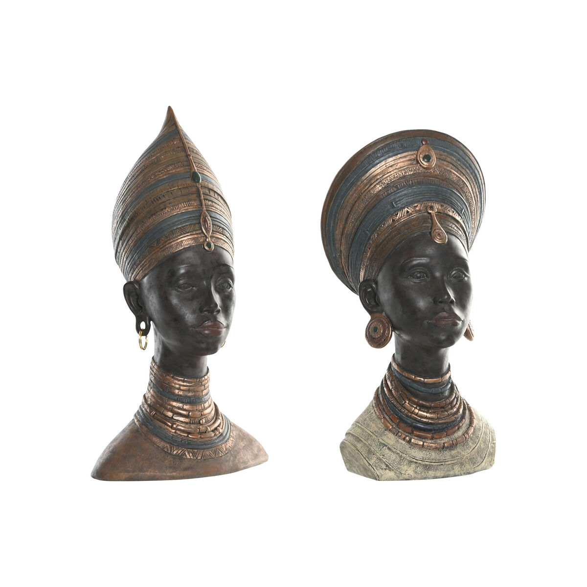 Prydnadsfigur Home ESPRIT Brun Afrikanska 30 x 20 x 53 cm (2 antal)