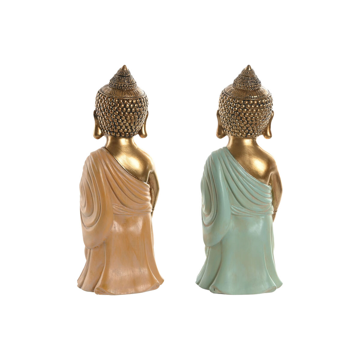 Prydnadsfigur Home ESPRIT Grön Rosa Buddha Orientalisk 10 x 8 x 24 cm (2 antal) - 3