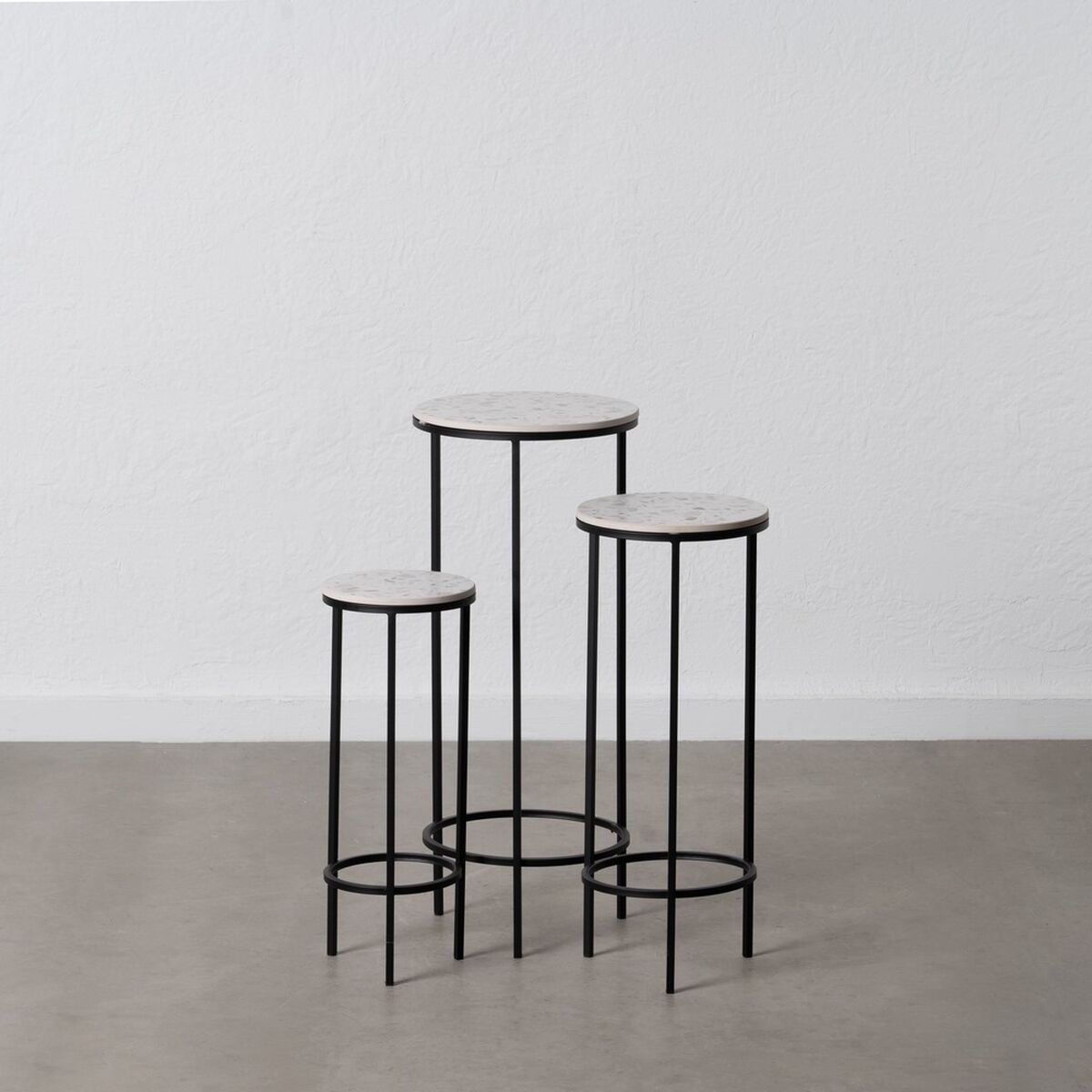 3-bordsset Svart Grå Järn 30 x 30 x 71 cm (3 antal) - 2