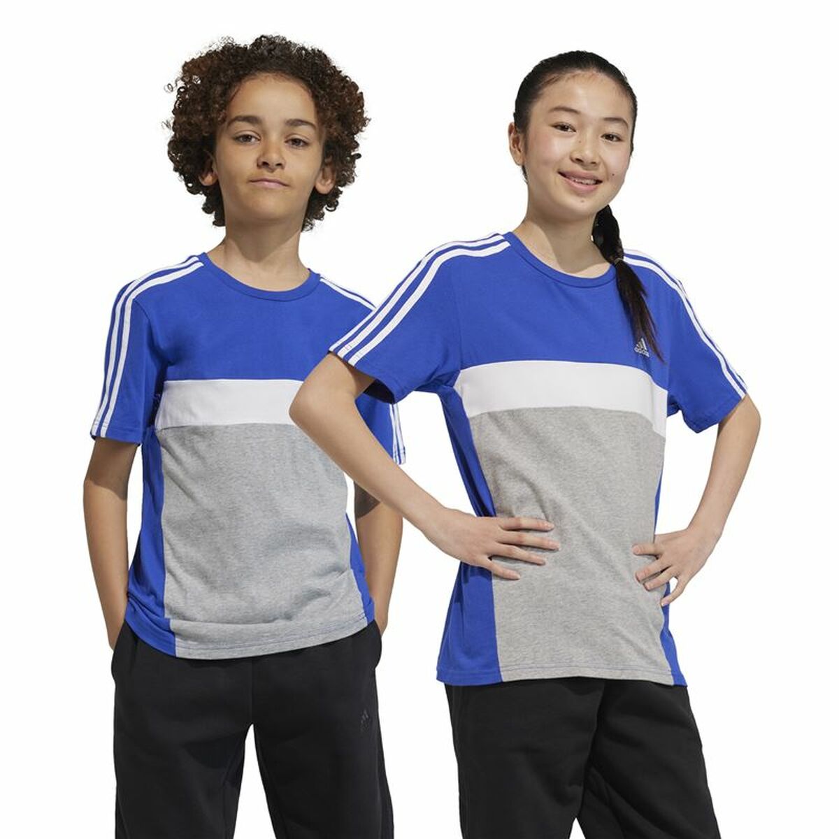 Barn T-shirt med kortärm Adidas 3S Tib Blå - 3