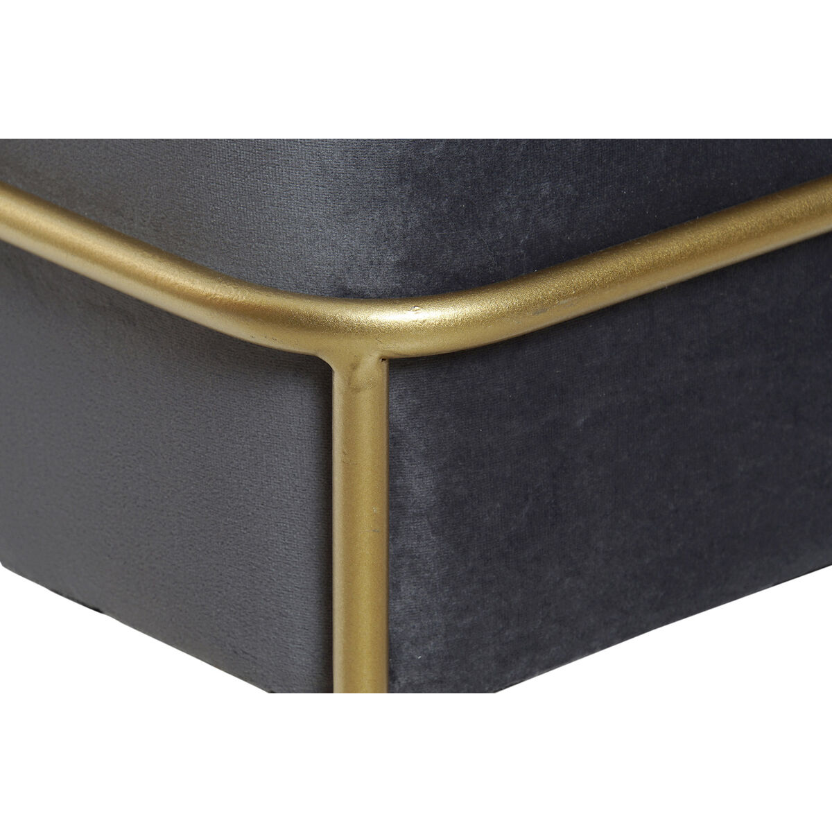 Sittpall DKD Home Decor   Skum Grå Gyllene Metall Polyester Sammet Trä MDF (80 x 80 x 47 cm) - 13