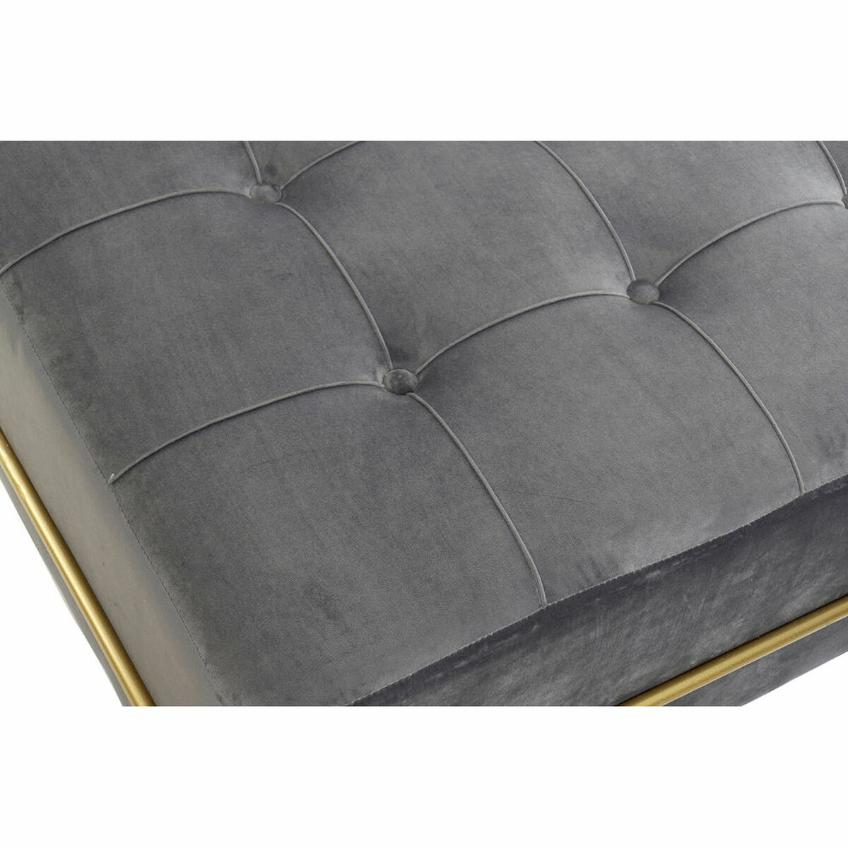 Sittpall DKD Home Decor   Skum Grå Gyllene Metall Polyester Sammet Trä MDF (80 x 80 x 47 cm) - 7