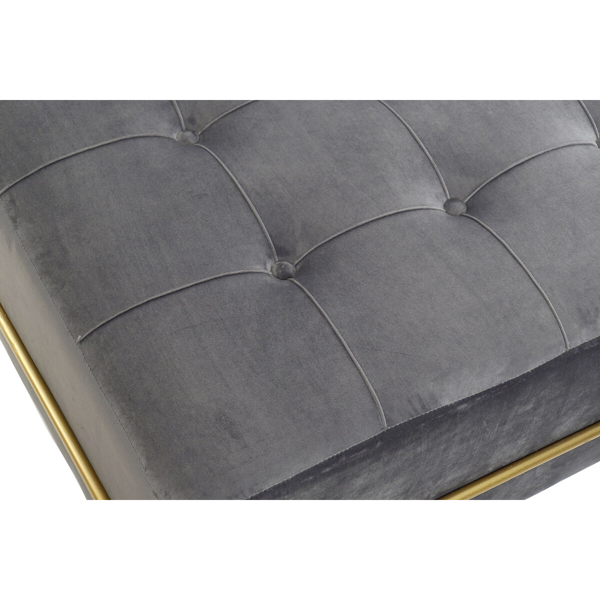 Sittpall DKD Home Decor   Skum Grå Gyllene Metall Polyester Sammet Trä MDF (80 x 80 x 47 cm) - 10