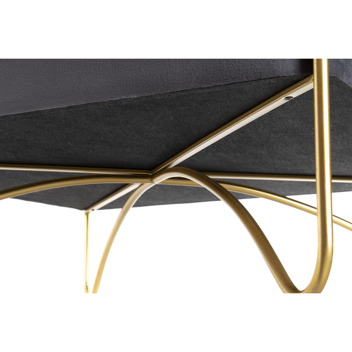 Sittpall DKD Home Decor   Skum Grå Gyllene Metall Polyester Sammet Trä MDF (80 x 80 x 47 cm) - 12