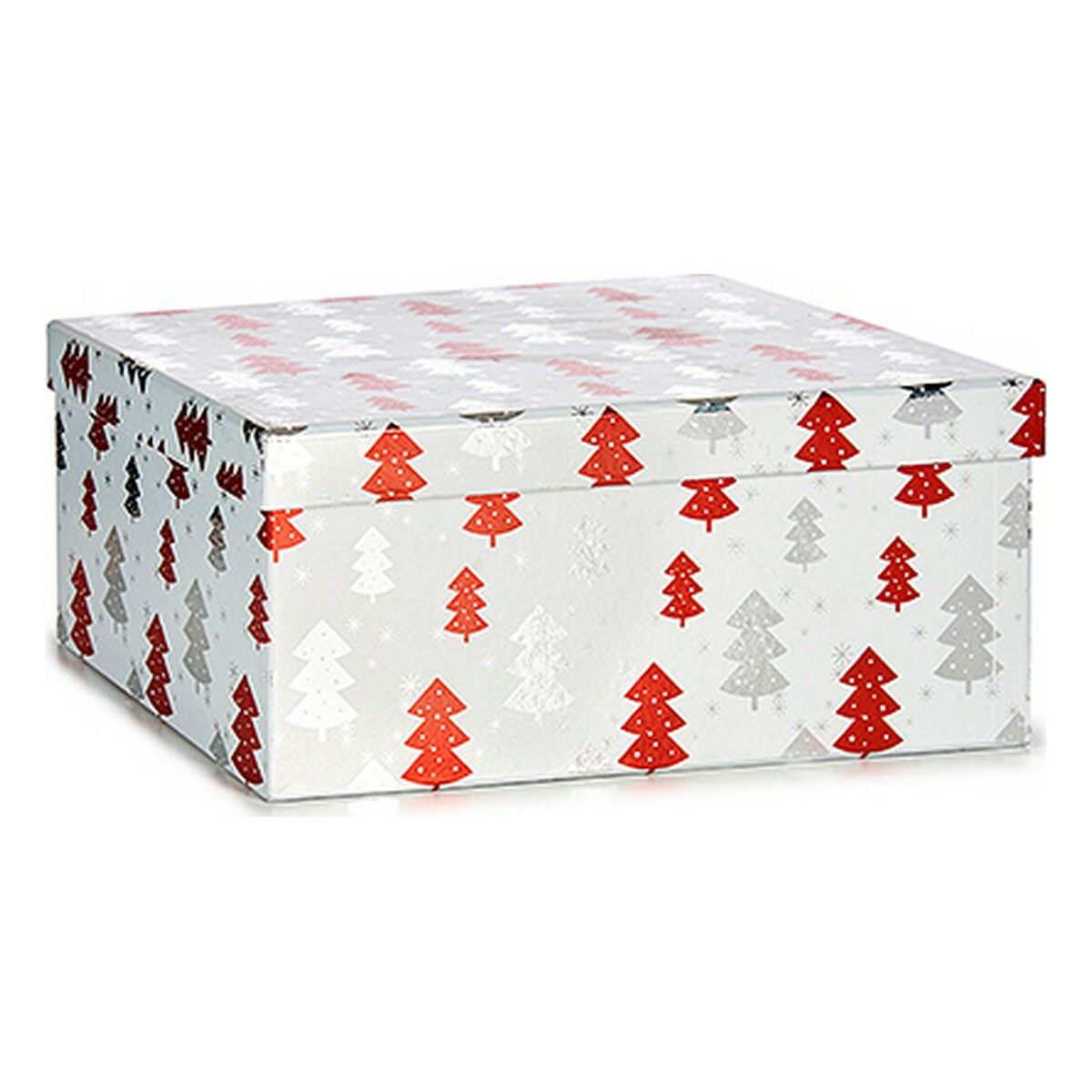 Presentlåda Krist+ Vit Röd Silvrig Silver Jul Julgran 28,5 x 17 x 37,5 cm - 2