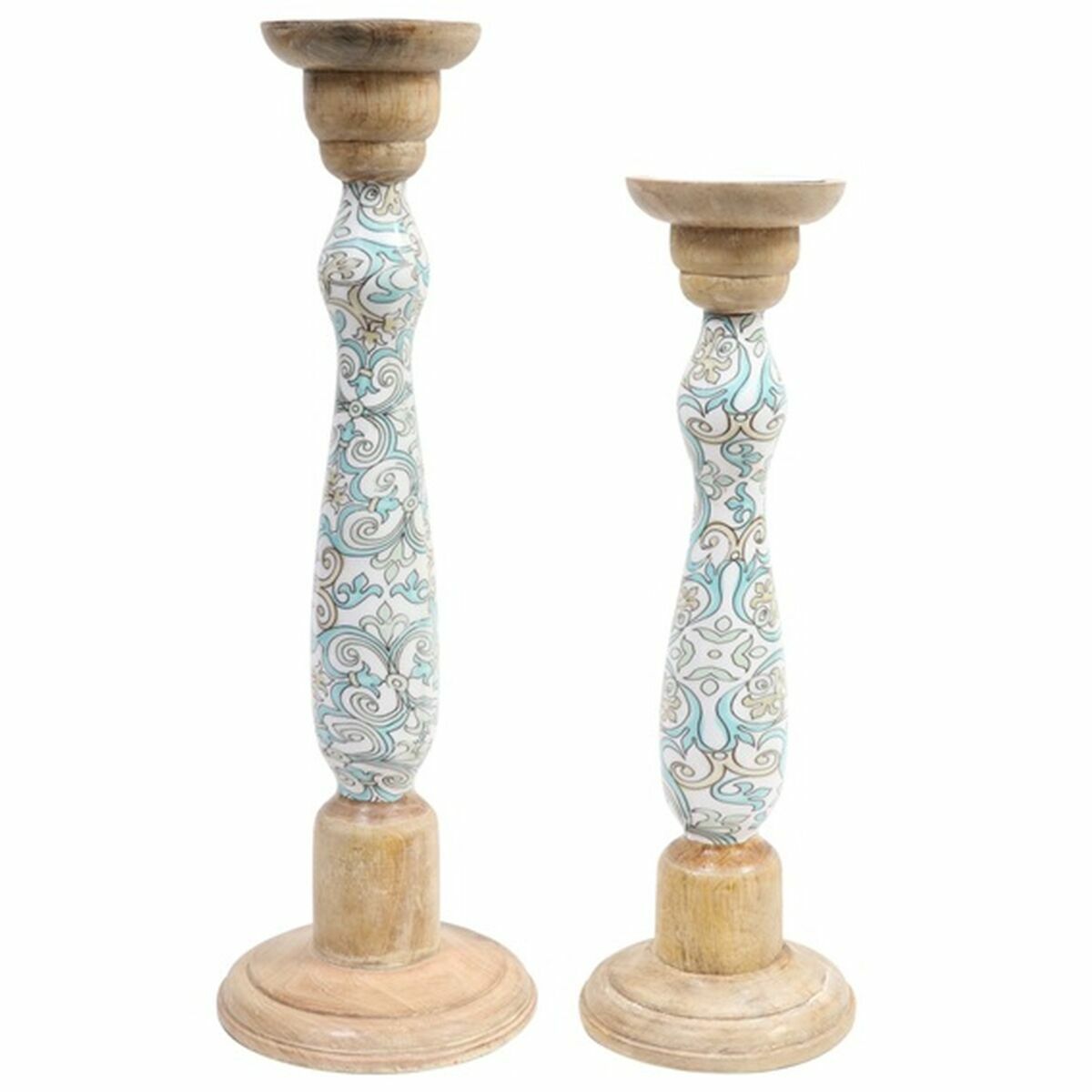 Ljusstakar DKD Home Decor Metall Mangoträ (17 x 17 x 52,5 cm) (2 Delar) - 3