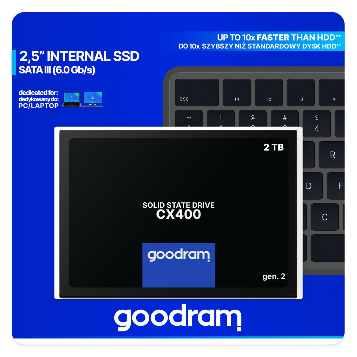 Hårddisk GoodRam SSDPR-CX400-02T-G2 2 TB SSD - 3