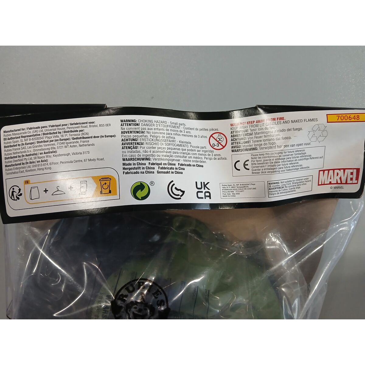 Maskeraddräkt för barn Hulk Avengers Rubies 700648_L Grön Lila - 6