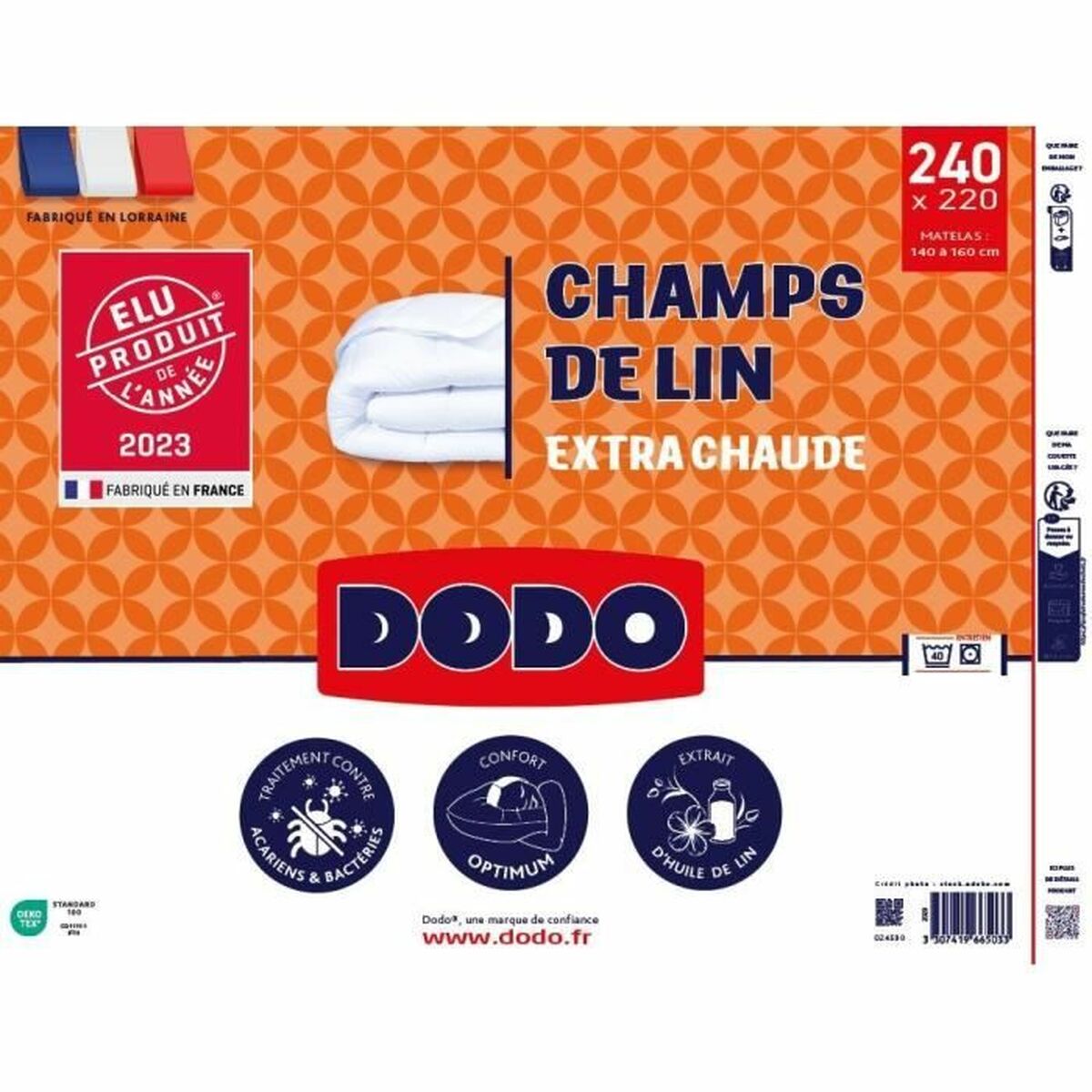 Täcke DODO Champs de Lin Vit 450 g/m² 220 x 240 cm (Dubbelsäng) - 5