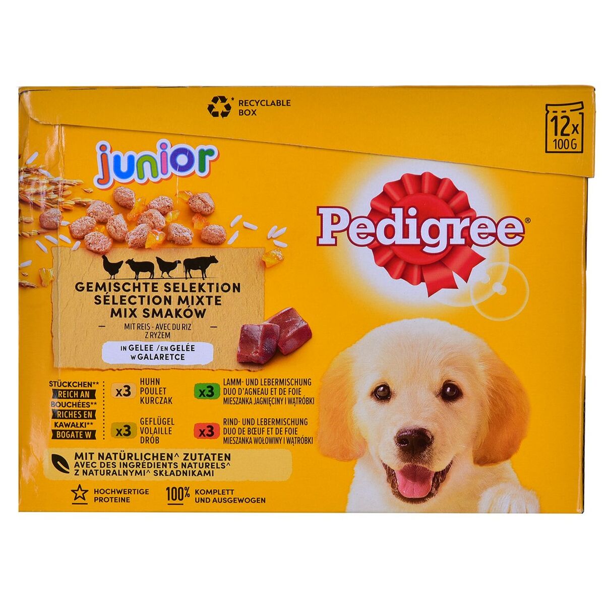 Våt mat Pedigree unior Selection Kyckling Kalvkött Lamm Fåglar 100 g 12 x 100 g - 4