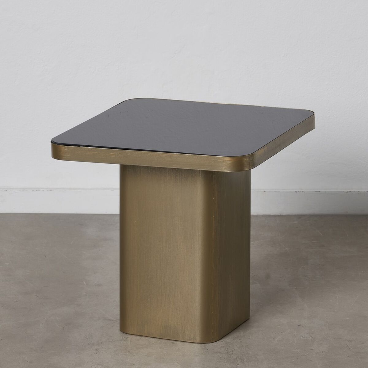Sidobord 50,5 x 50,5 x 51 cm Glas Svart Gyllene Metall