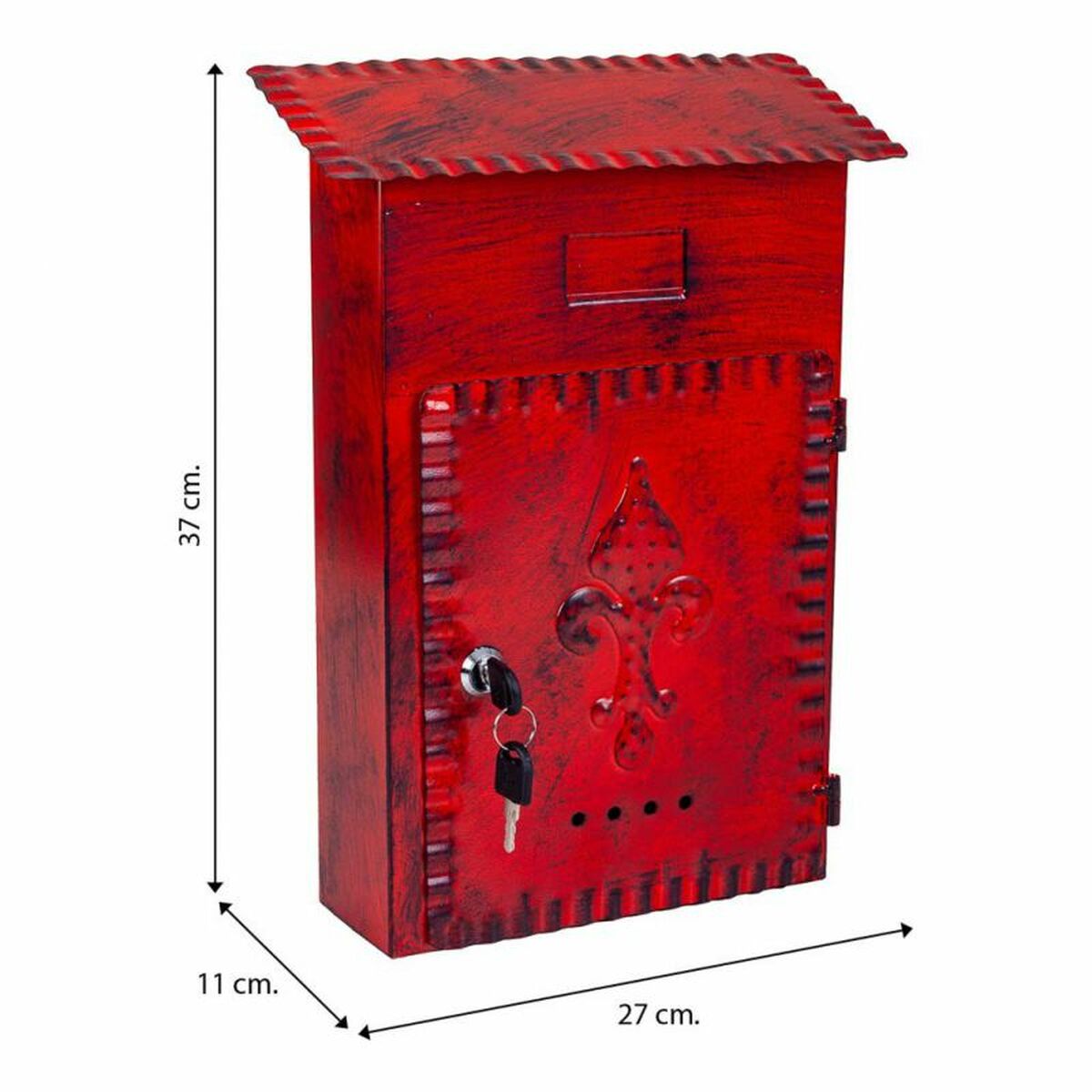 Brevlåda Alexandra House Living Röd Järn 11 x 37 x 27 cm - 8