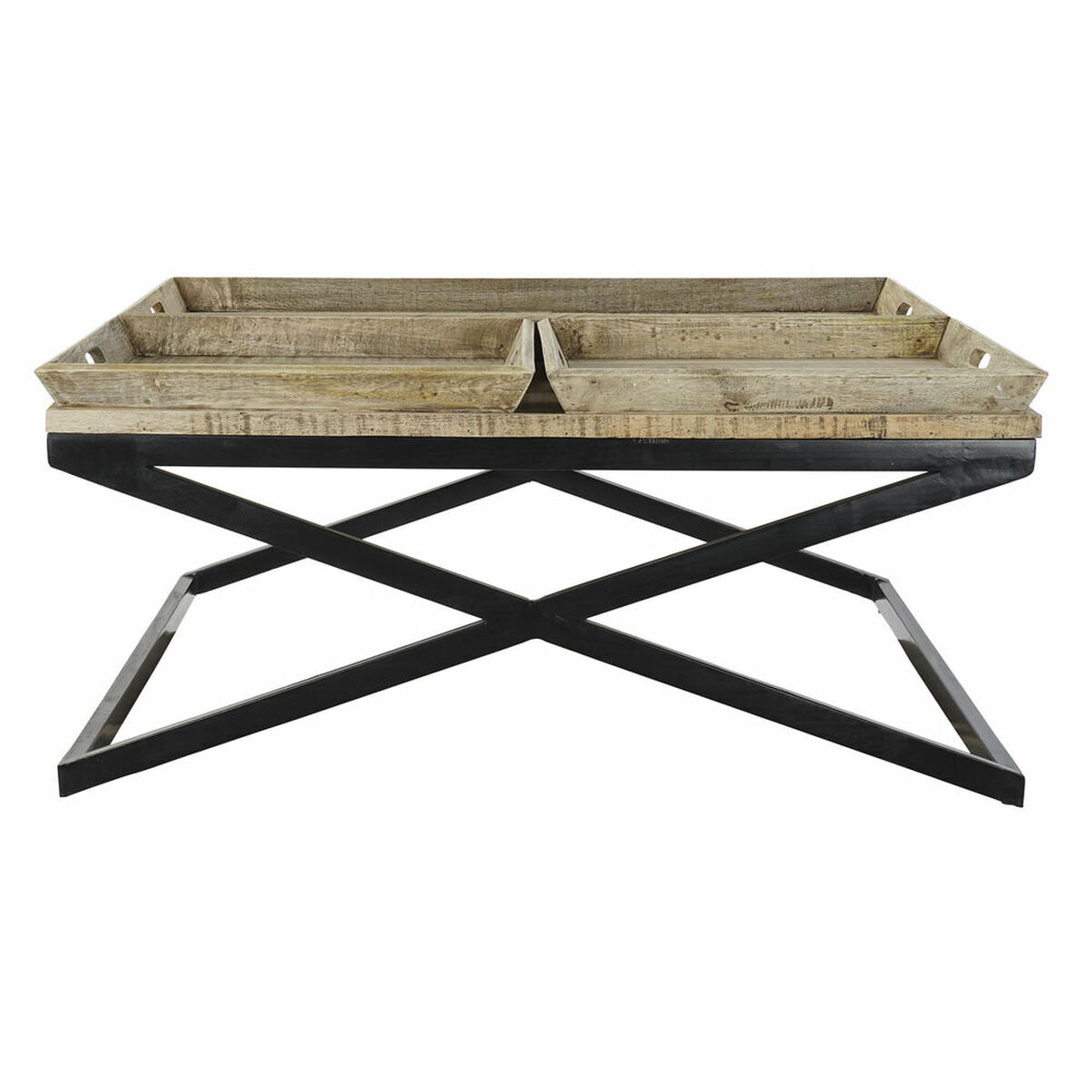 Soffbord DKD Home Decor Svart Naturell Trä Metall 120 x 120 x 55 cm - 6