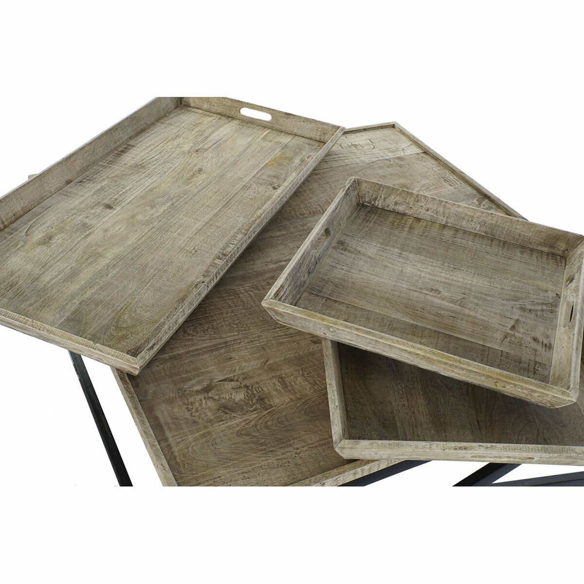 Soffbord DKD Home Decor Svart Naturell Trä Metall 120 x 120 x 55 cm - 2