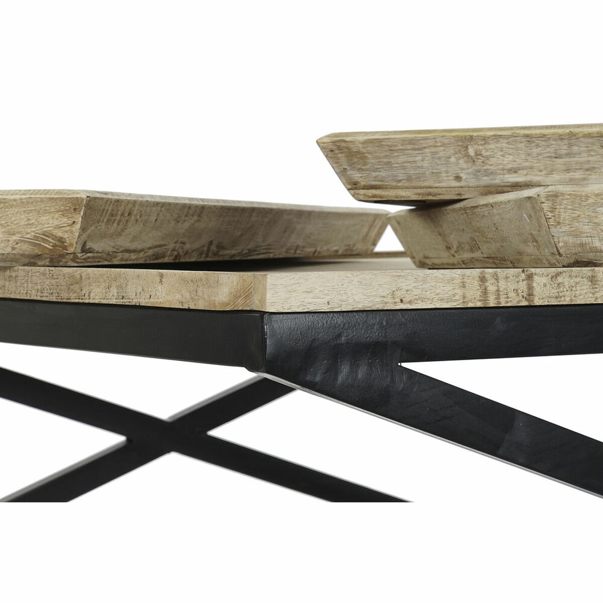 Soffbord DKD Home Decor Svart Naturell Trä Metall 120 x 120 x 55 cm - 3