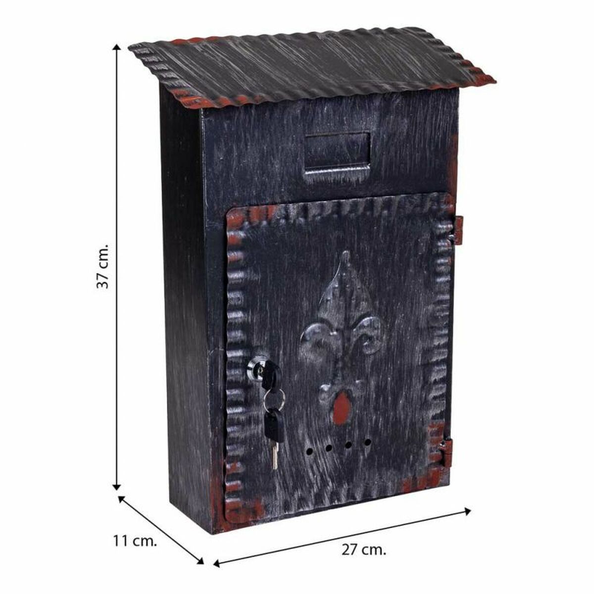 Brevlåda Alexandra House Living Svart Järn 11 x 37 x 27 cm - 8