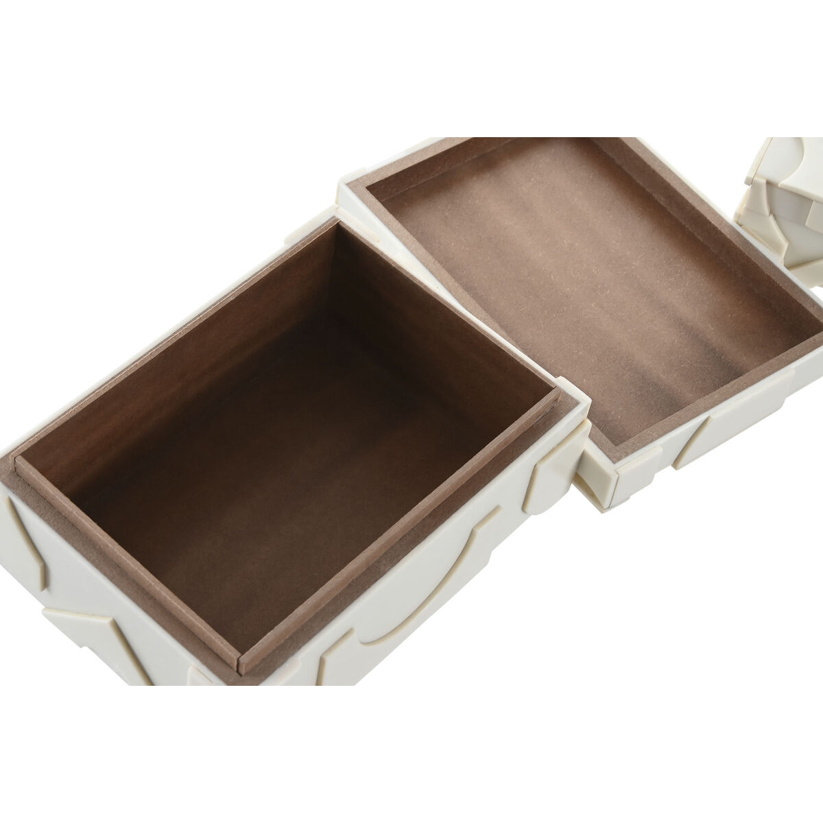 Smyckeskrin Home ESPRIT Vit Harts Ben 18 x 13 x 7,5 cm (2 Delar) - 3