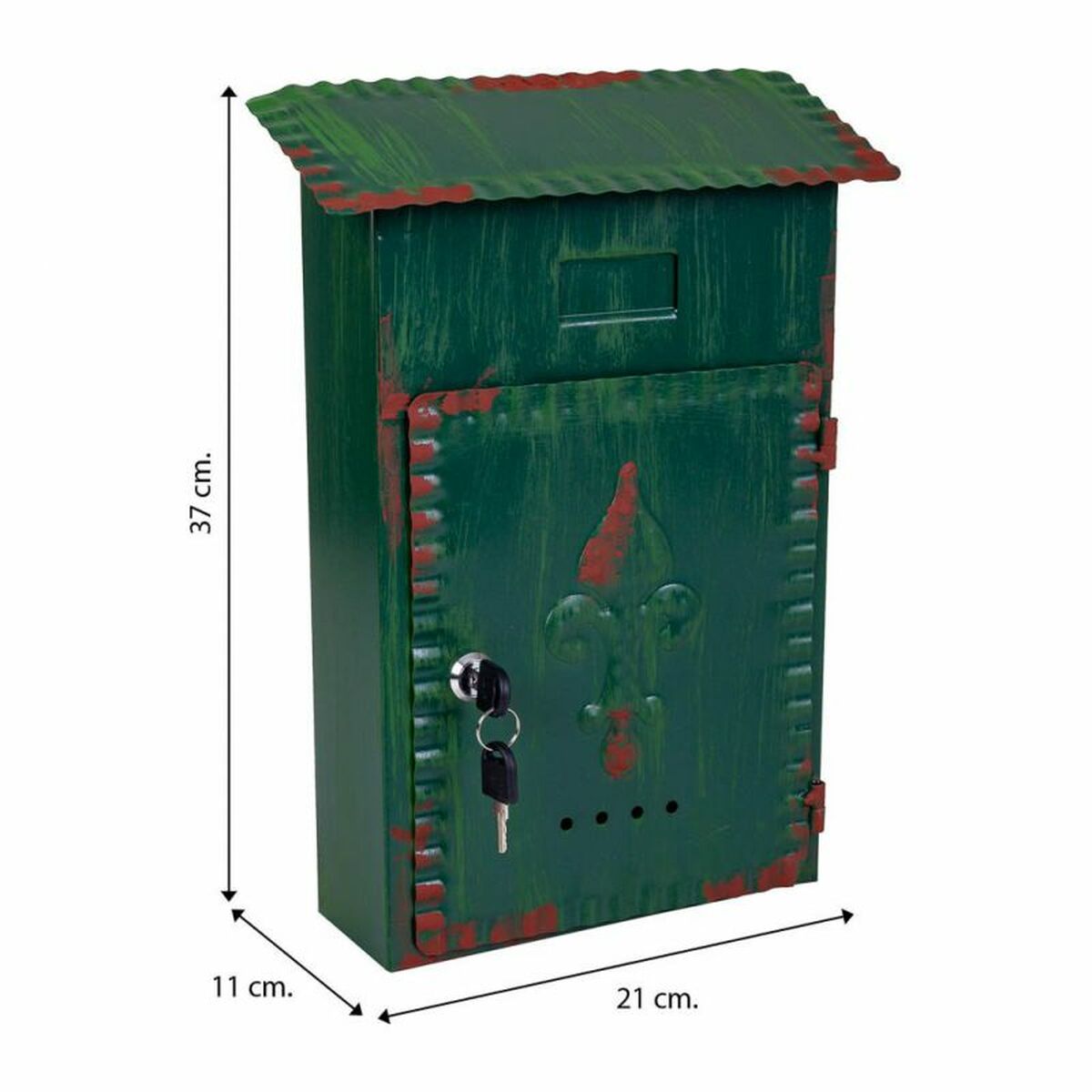 Brevlåda Alexandra House Living Grön Järn 11 x 37 x 27 cm - 8