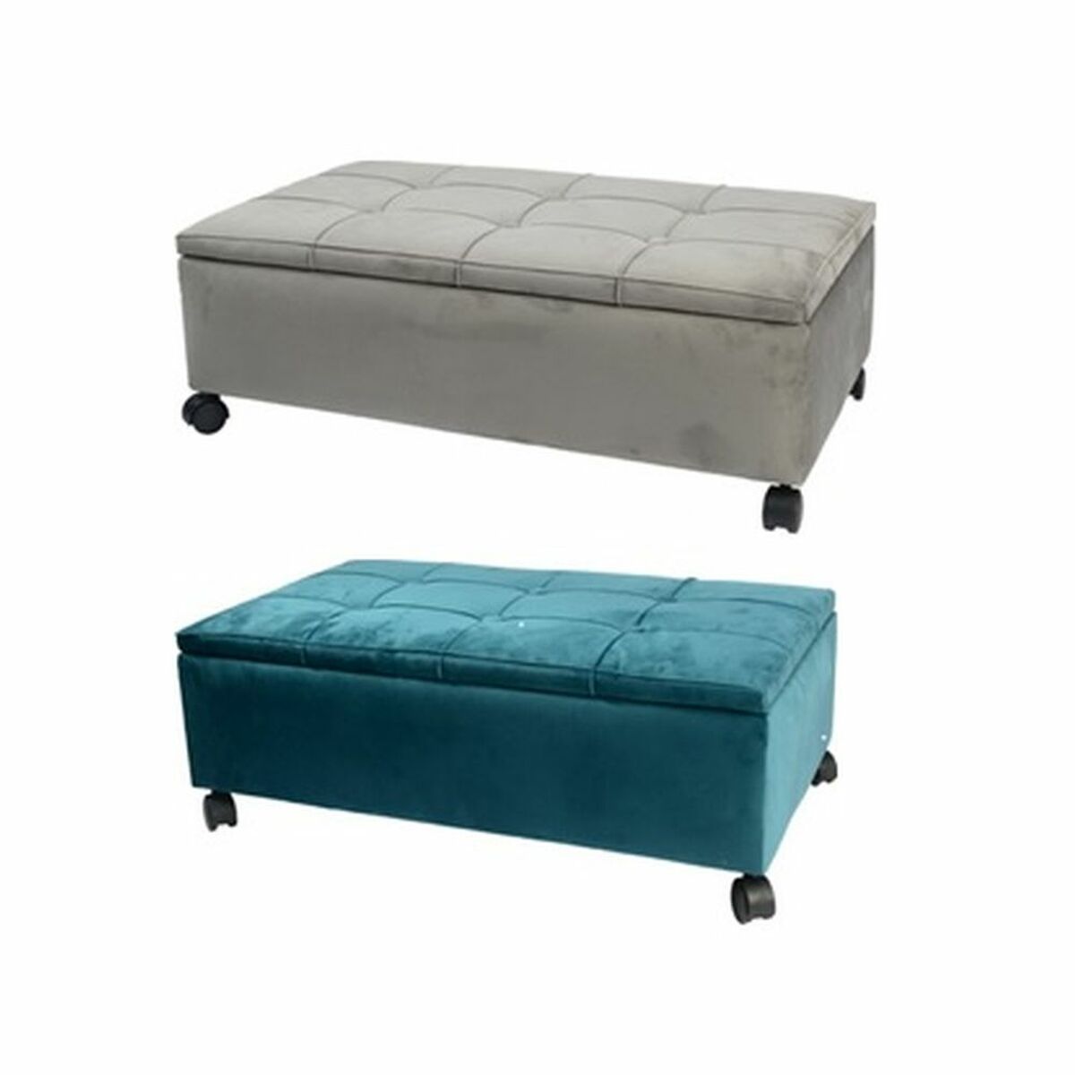 Sittpall DKD Home Decor   70 x 39,5 x 24,5 cm Grå Grön Poppel (2 antal) - 2