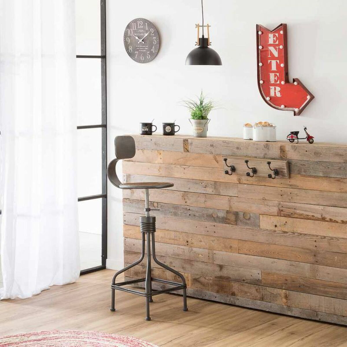 Väggplatta Alexandra House Living Enter Röd Järn 4 x 43 x 64 cm Belysning - 2
