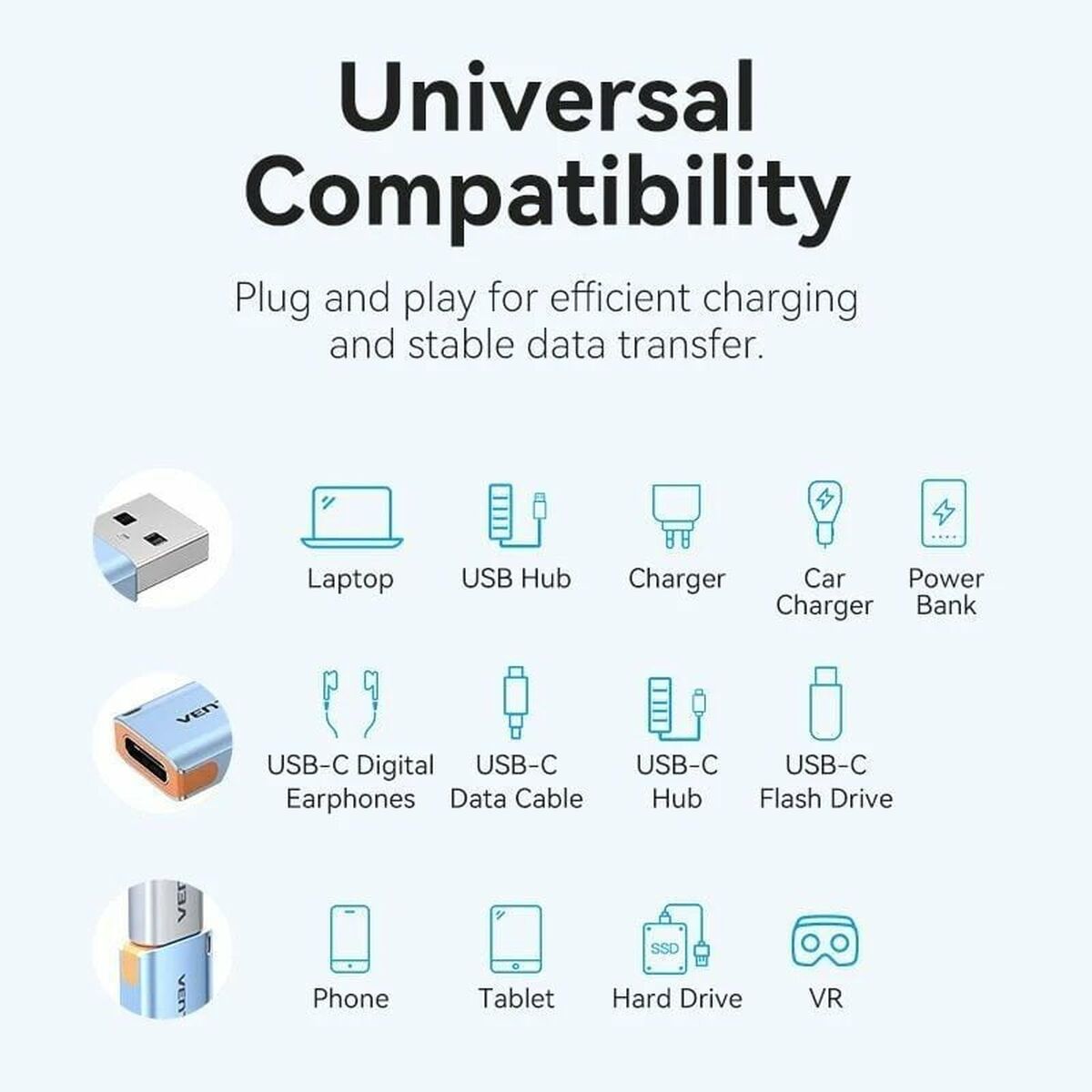 Adapter USB till USB-C Vention CUAH0 - 5
