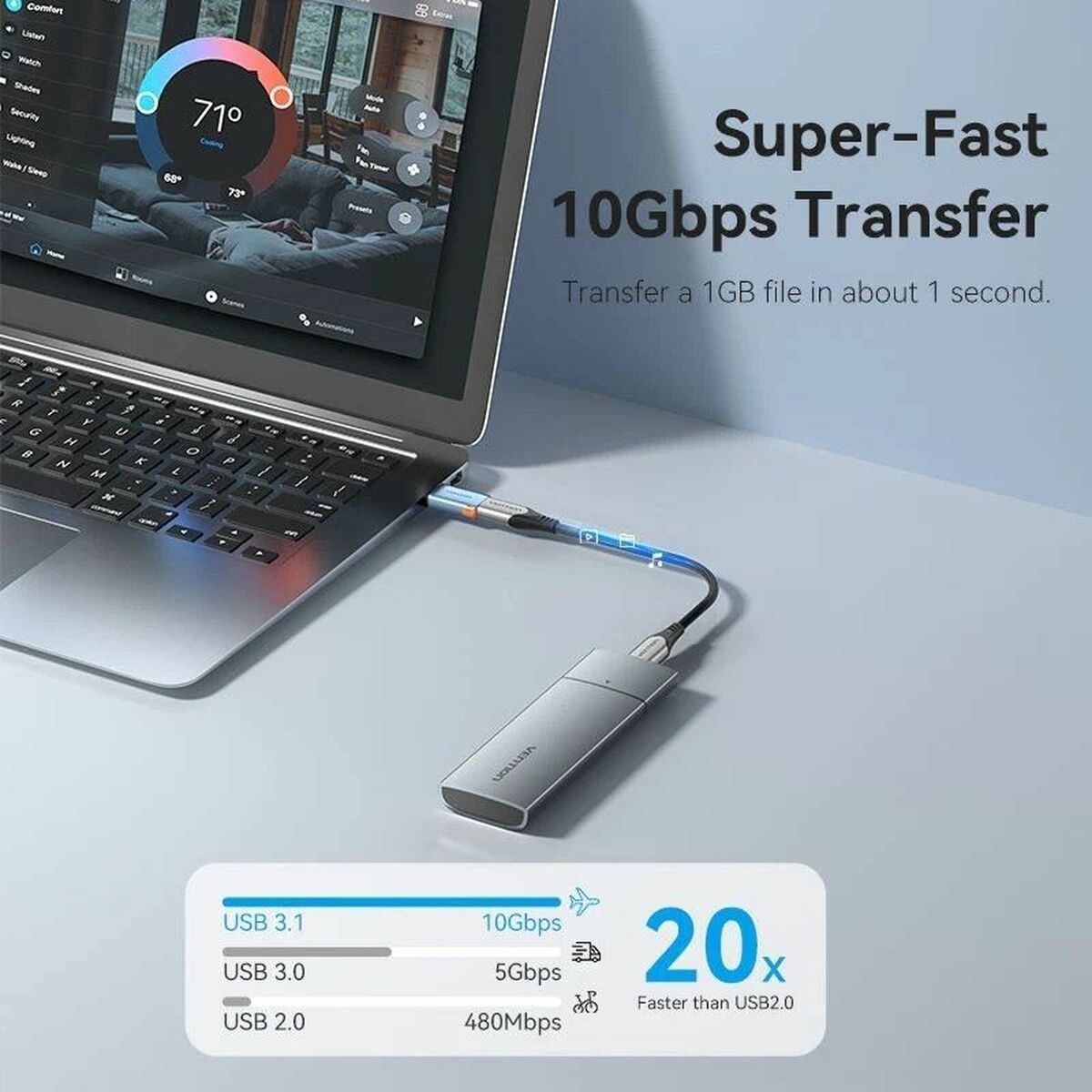 Adapter USB till USB-C Vention CUAH0 - 3