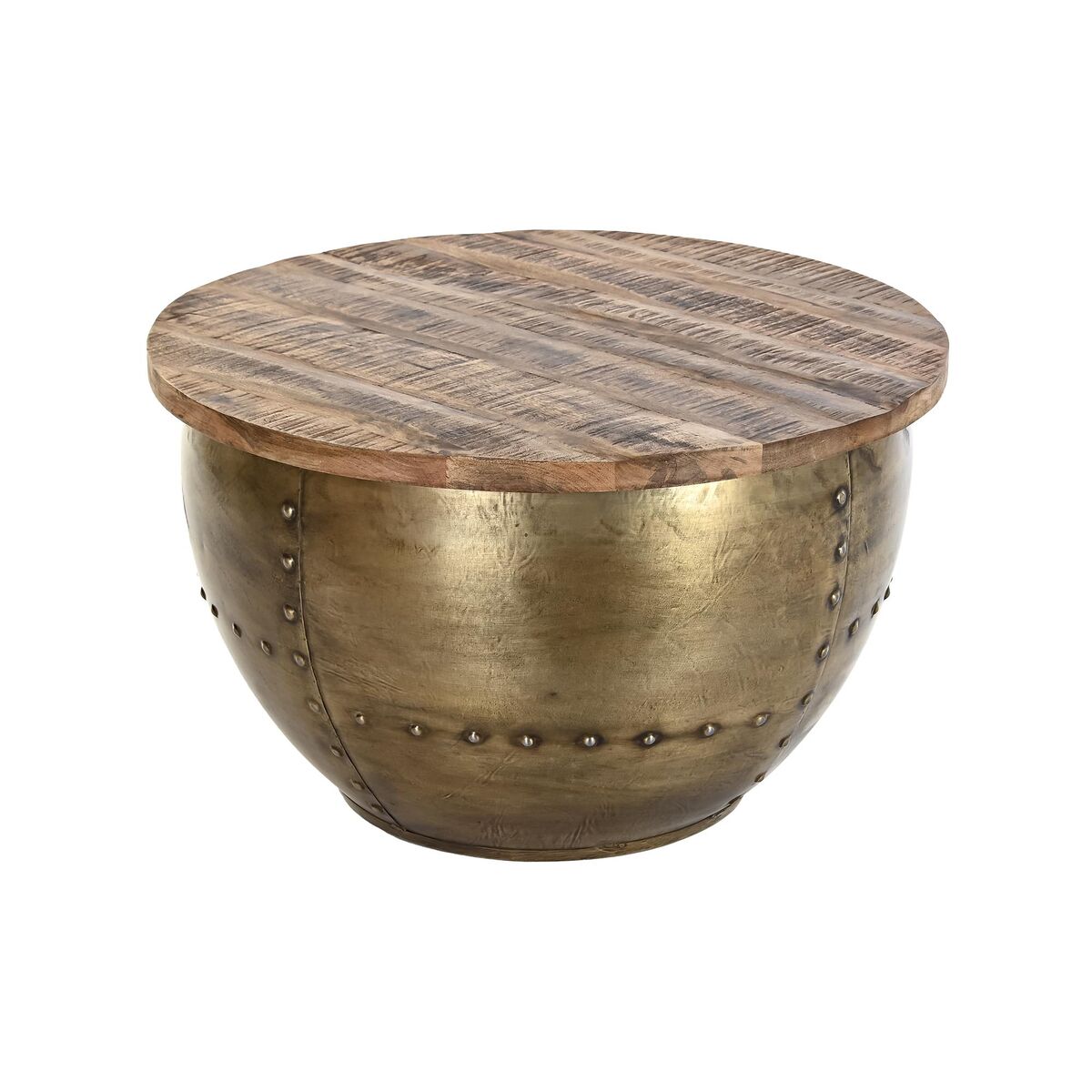 Soffbord DKD Home Decor Glamour Brun Gyllene Metall Mangoträ 68 x 68 x 44 cm