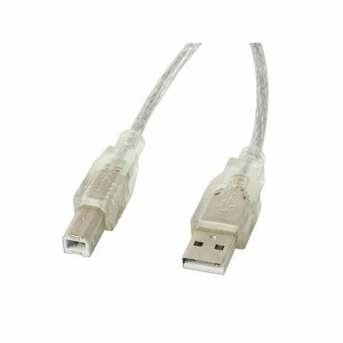 USB A till USB B Kabel Lanberg CA-USBA-12CC-0018-TR 1,8 m 480 Mbit/s Vit Transparent 1,8 m