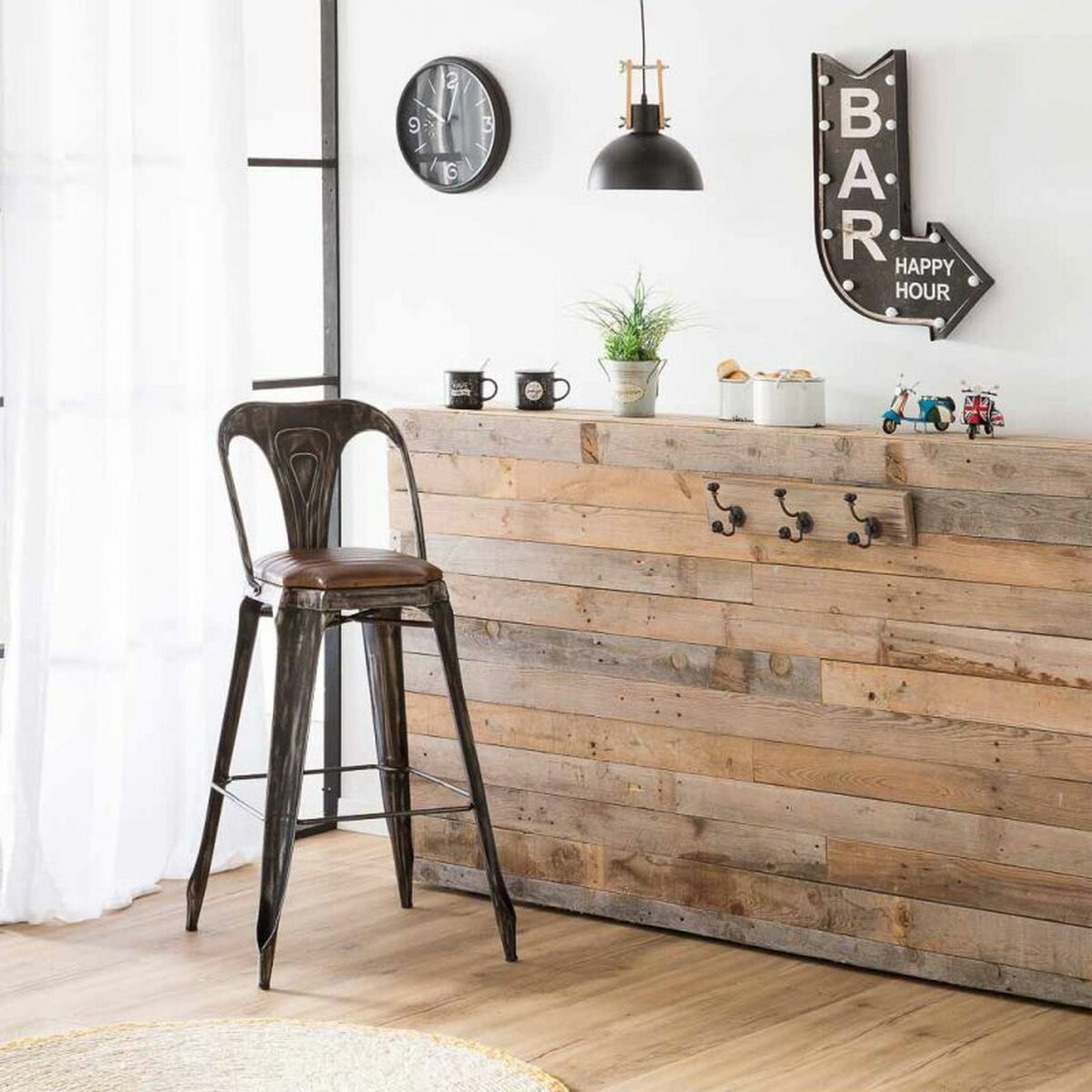 Väggplatta Alexandra House Living Bar Svart Järn 43 x 5 x 64 cm Belysning - 2