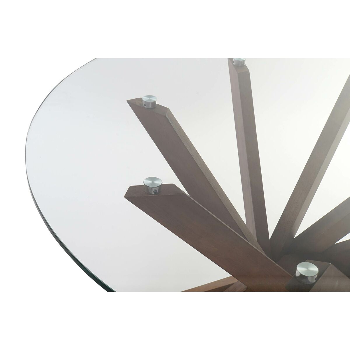 Matsalsbord DKD Home Decor Glas Brun Transparent Valnöt 120 x 120 x 76 cm - 6