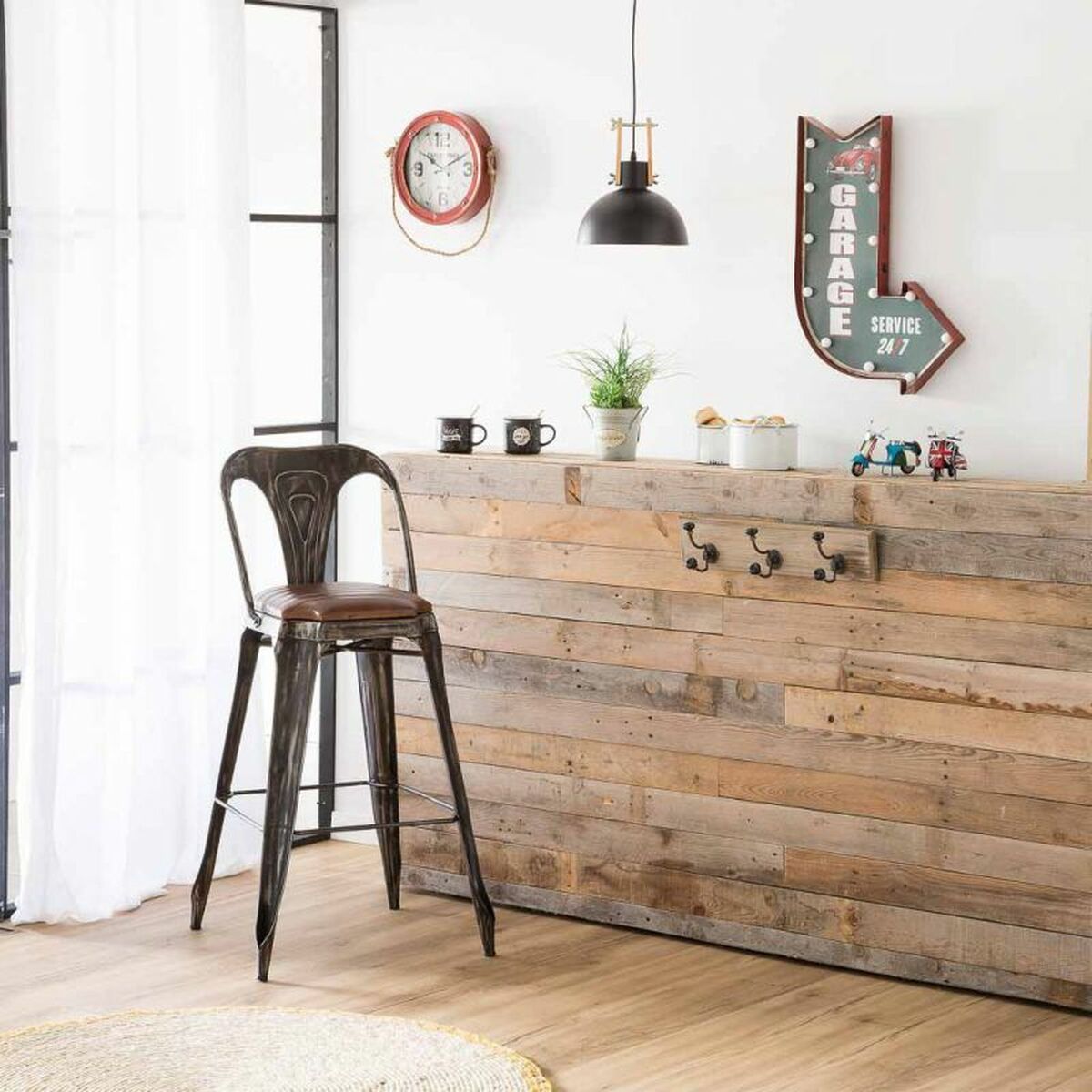 Väggplatta Alexandra House Living Garage Grön Järn 43 x 5 x 64 cm Belysning - 2