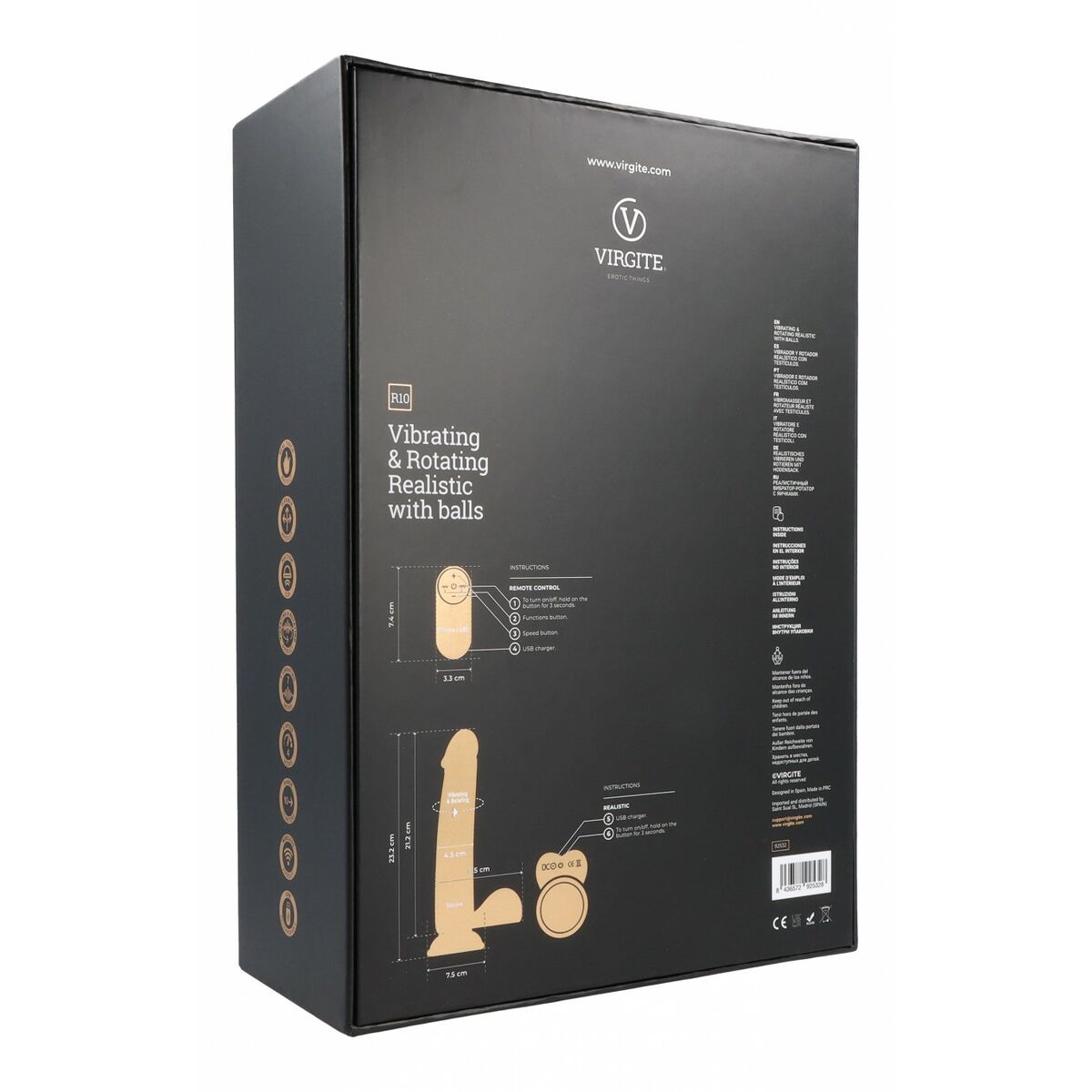Realistisk dildo Virgite R10 Svart 21 cm - 4