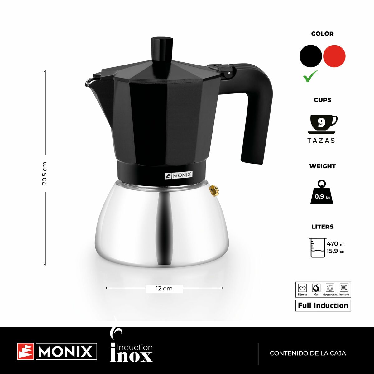 Italiensk Kaffepanna Monix INOX BLACK 9T Svart 470 ml