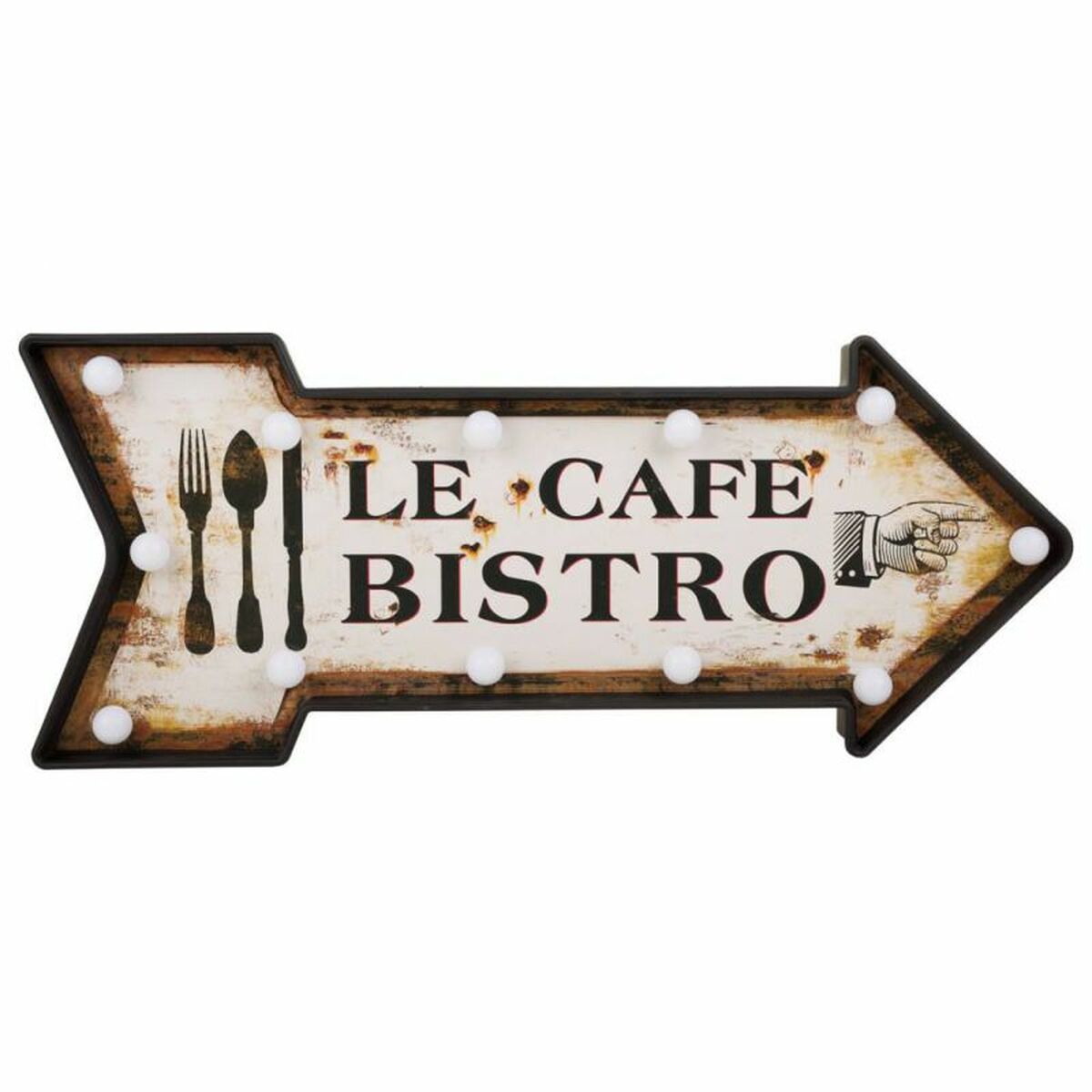Väggplatta Alexandra House Living Le Cafe Bistro Vit Järn 27 x 5 x 65 cm Belysning - 2