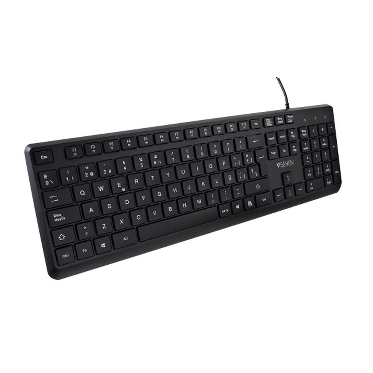 Tangentbord V7 KU350ES Svart Qwerty Spanska