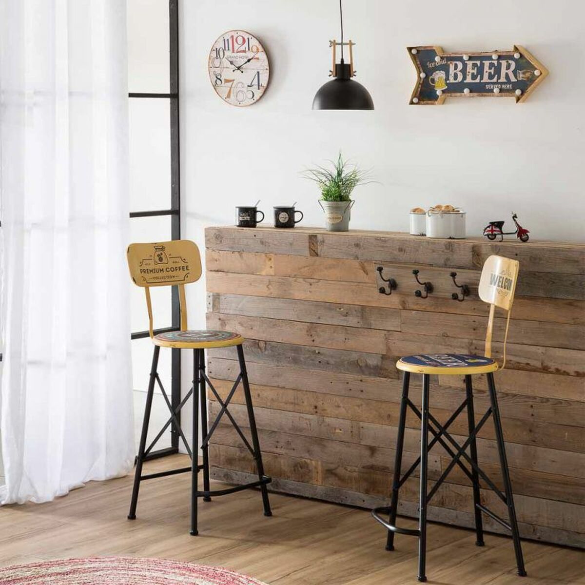 Väggplatta Alexandra House Living Beer Blå Järn 27 x 5 x 65 cm Belysning - 2