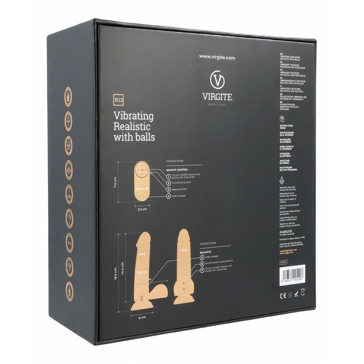 Realistisk dildo Virgite R12 Svart 14,4 cm - 5