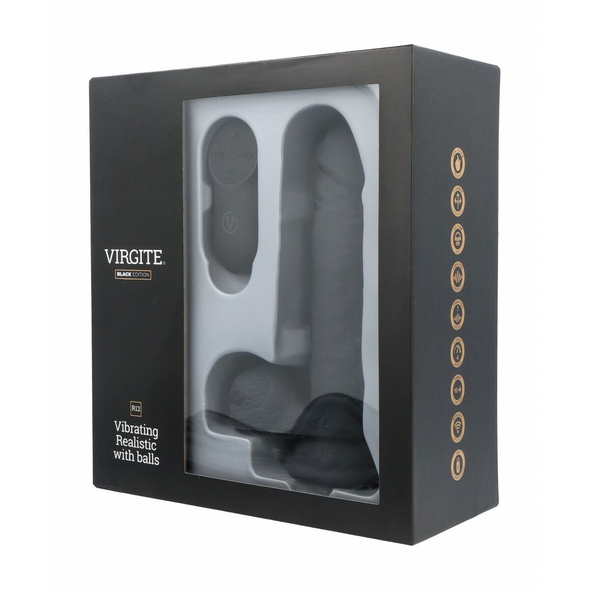 Realistisk dildo Virgite R12 Svart 14,4 cm - 4