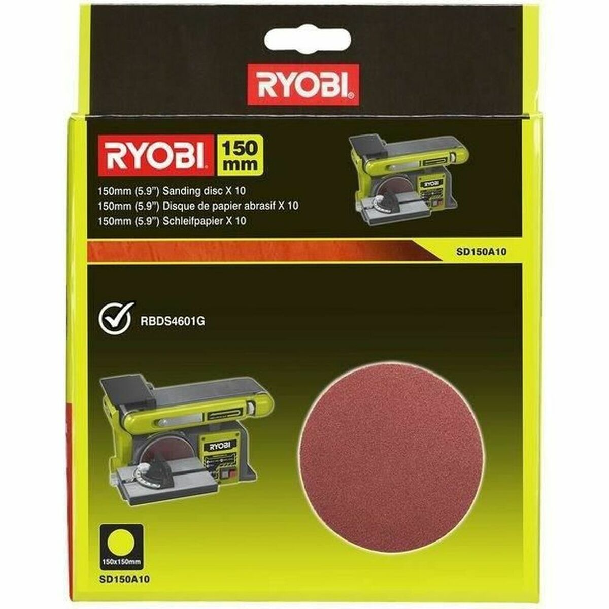 Slipskiva Ryobi Ø 150 mm 21 x 3 x 26 cm 150 mm 26 x 20 x 3 cm (10 antal)