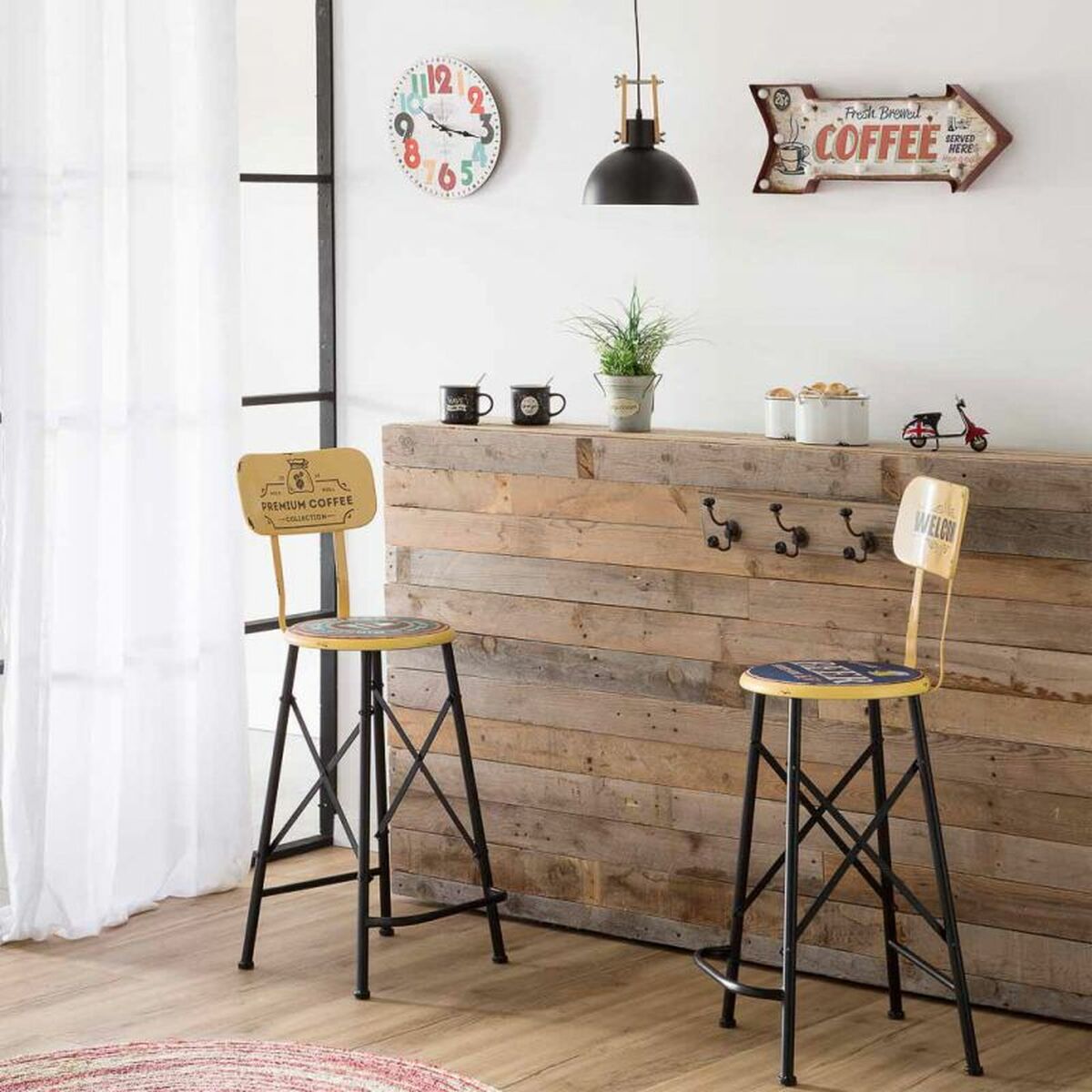 Väggplatta Alexandra House Living Coffee Vit Järn 27 x 5 x 65 cm Belysning - 2