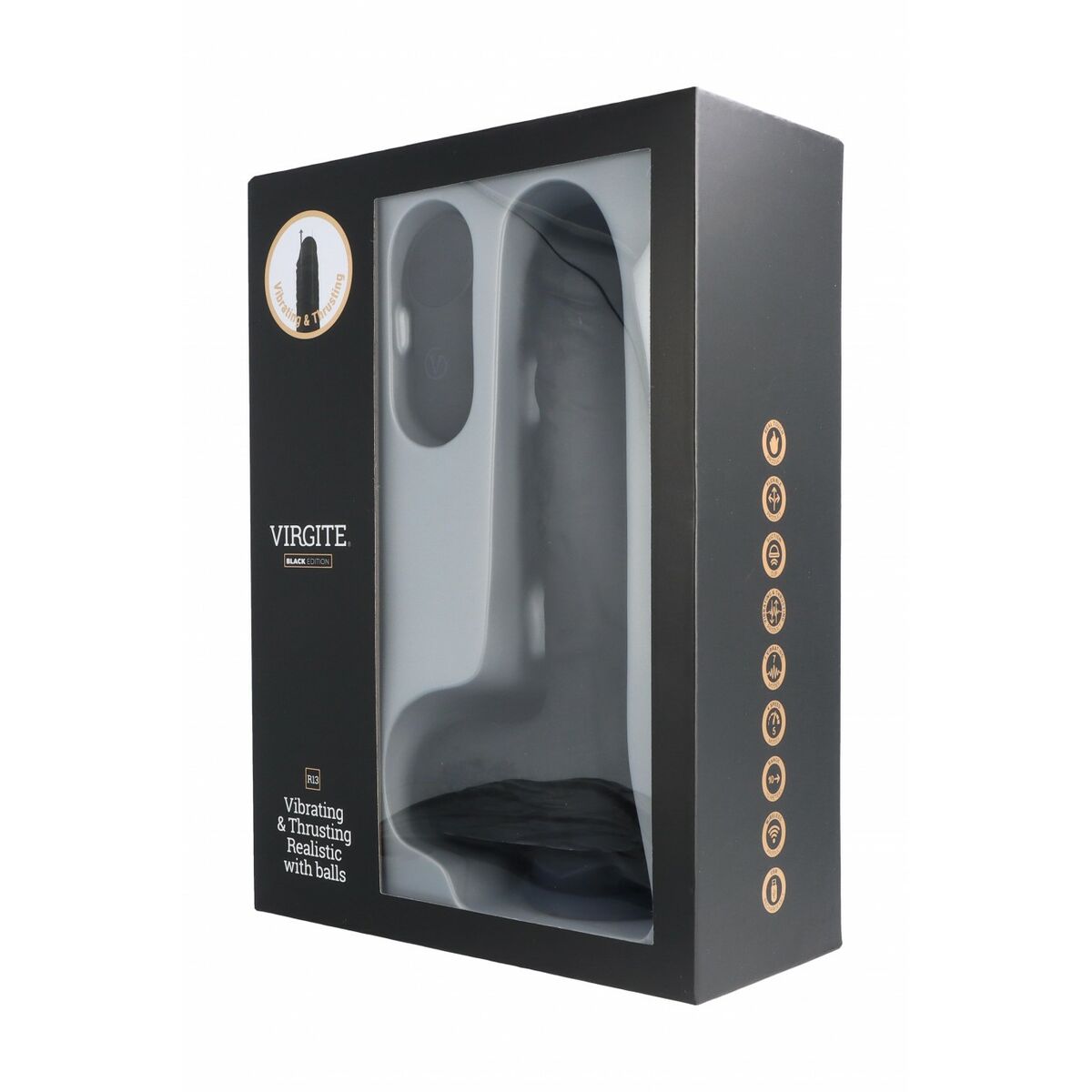 Realistisk dildo Virgite R13 Svart 20 cm - 3