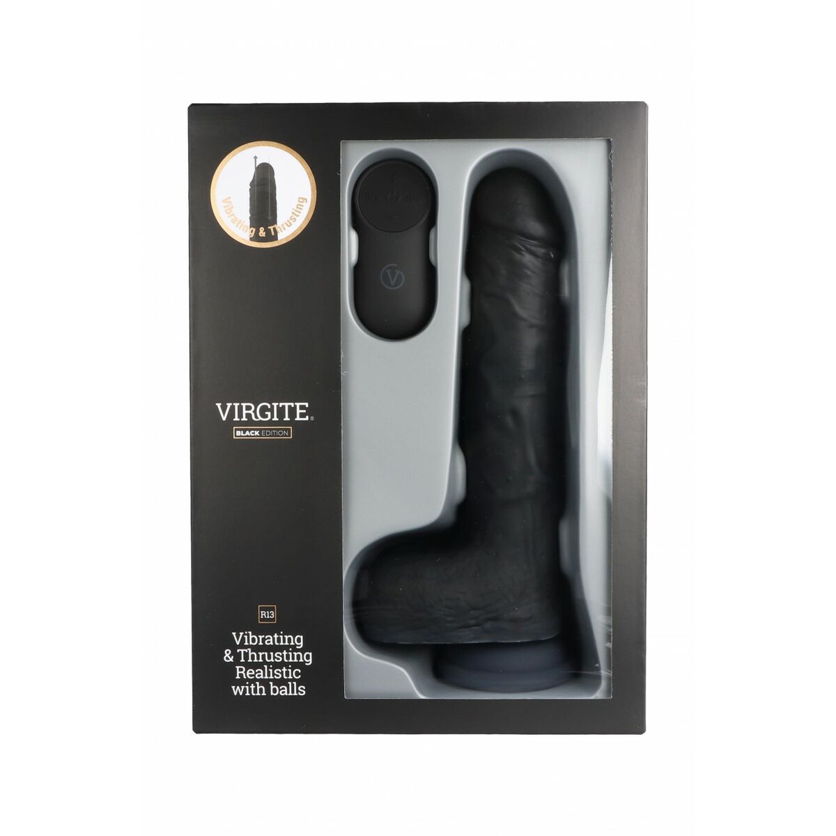 Realistisk dildo Virgite R13 Svart 20 cm - 2